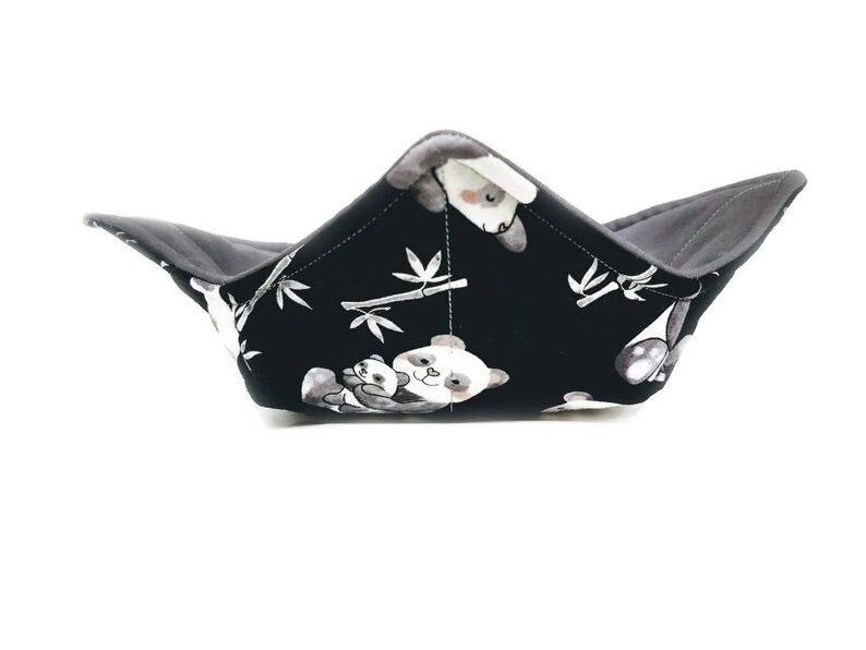 Bowl Cozy Microwave Safe Cotton Hot Soup Bowl Potholder in a Panda and Bamboo print