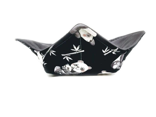 Bowl Cozy Microwave Safe Cotton Hot Soup Bowl Potholder in a Panda and Bamboo print