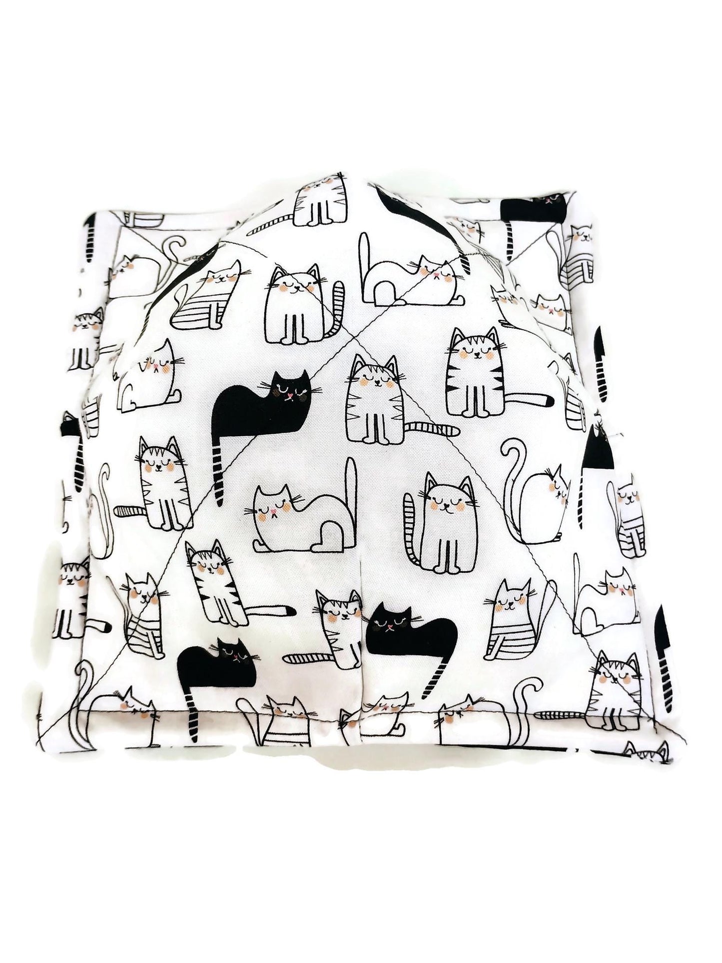Bowl Cozy Quilted Cotton Microwave Safe Black and White Cat