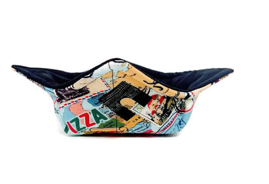 Bowl Cozy Microwave Safe Cotton Soup Hot Bowl Pot Holder in a World Traveler Collection Fabric Print