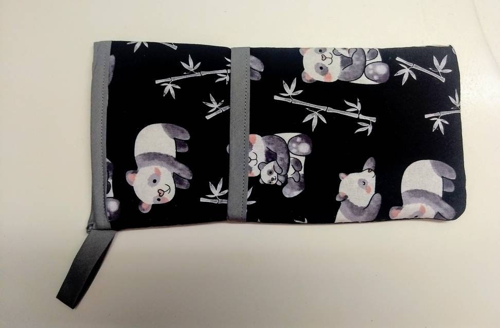 Heat resistant curling iron, hair straightener case, panda and bamboo
