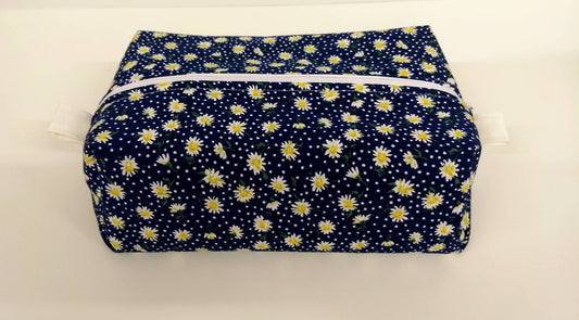 Blue Miniature Daisy Box Zippered Travel Bag