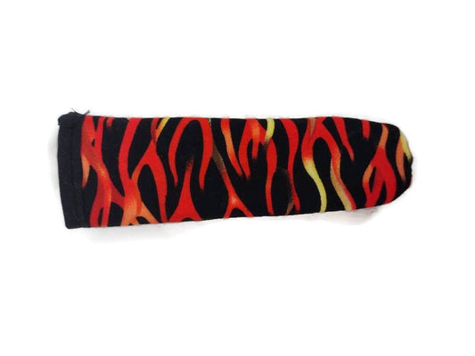 Cast Iron skillet Handle, Fabric Potholder Handle Cover in a Hot Flame Fabric Print - Washable