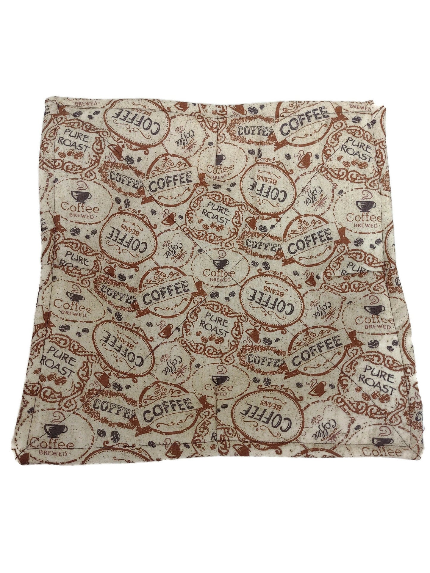 Microwavable Plate Cozy in a Pure Roast Coffee Fabric Print, Reversible and Washable