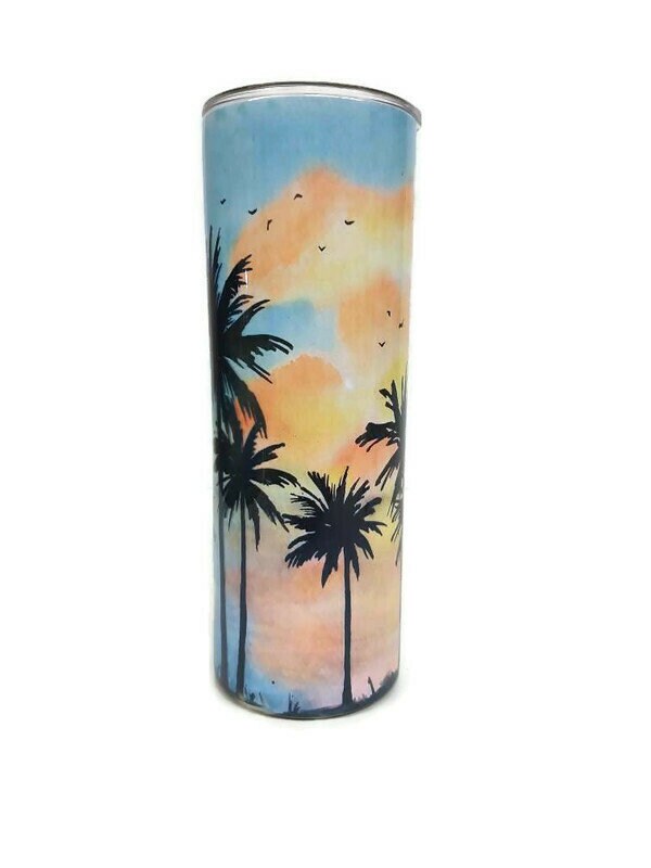 Tropical Palm Tree 20oz Skinny tumbler with lid