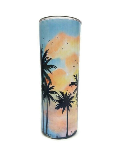 Tropical Palm Tree 20oz Skinny tumbler with lid
