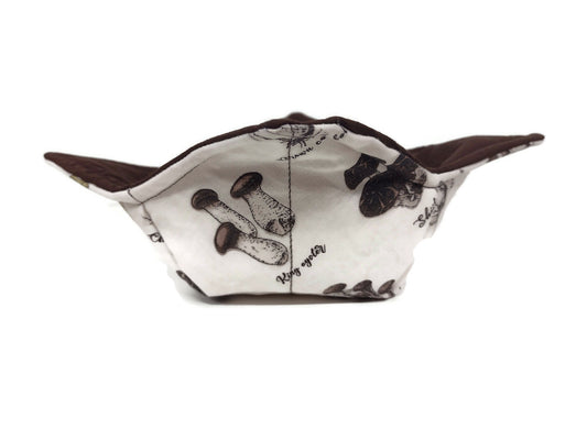 Bowl Cozy Microwave Safe Cotton Soup Hot Bowl Pot Holder in a Wild Mushroom Fabric Print