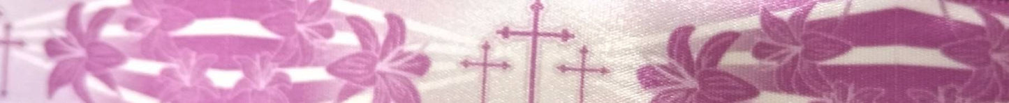 Easter Purple Cross and lilies Ribbon Lanyard with Plastic Badge or ID Holder