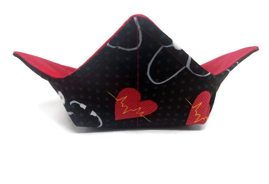 Bowl Cozy Microwave Safe Cotton Soup Hot Bowl Pot Holder in a Nursing Heartbeat and Solid Red Fabric Print