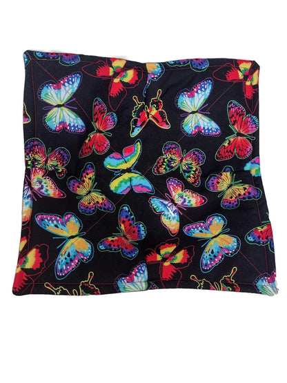 Microwavable Plate Cozy in a Red Tie Dye Butterfly Fabric print, Reversible and Washable