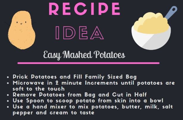 Microwavable baked potato bag, Pastry and Sweets Potato Bag, All Cotton bag for cooking potatoes, potato sack